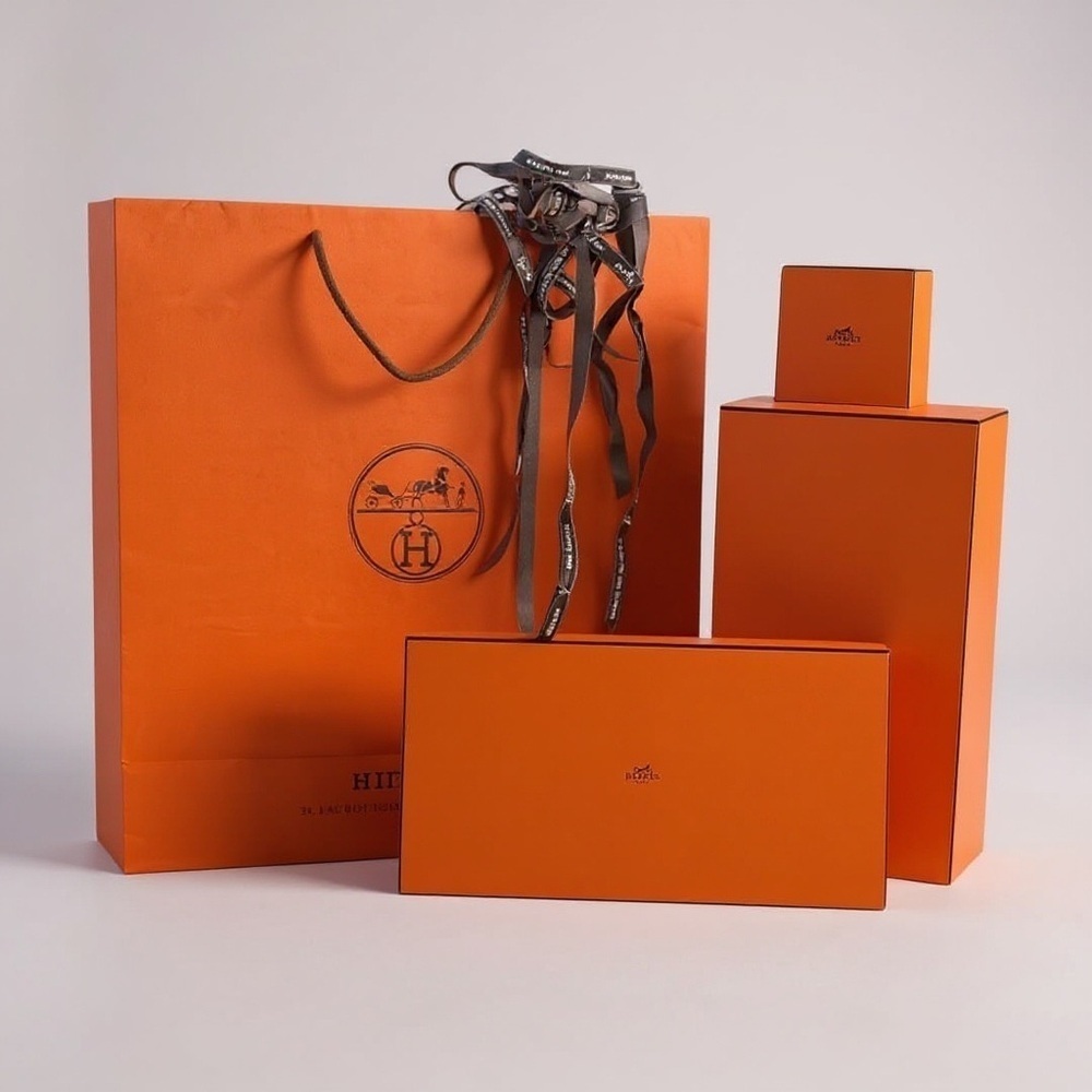 Hermès Orange Gift Set boxes empty bundle with large gift bag